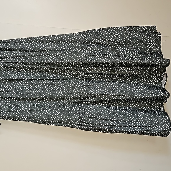 OPT Green Papin Short Balloon Sleeves Belted Midi Sundress Small Polka Dots - Picture 12 of 16